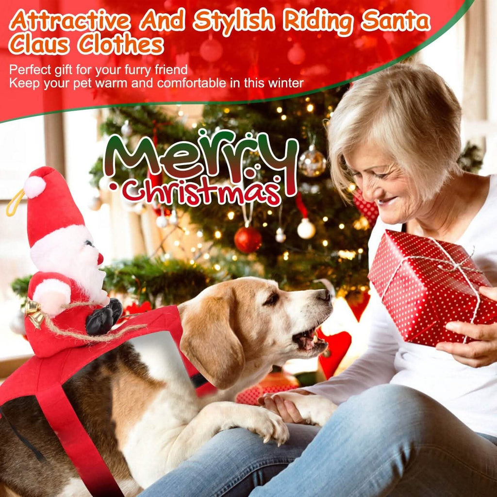 クリスマス衣装 赤い冬用コート 犬用サンタクロースベル付き