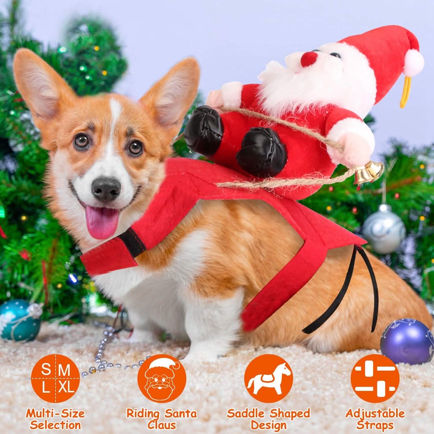 クリスマス衣装 赤い冬用コート 犬用サンタクロースベル付き