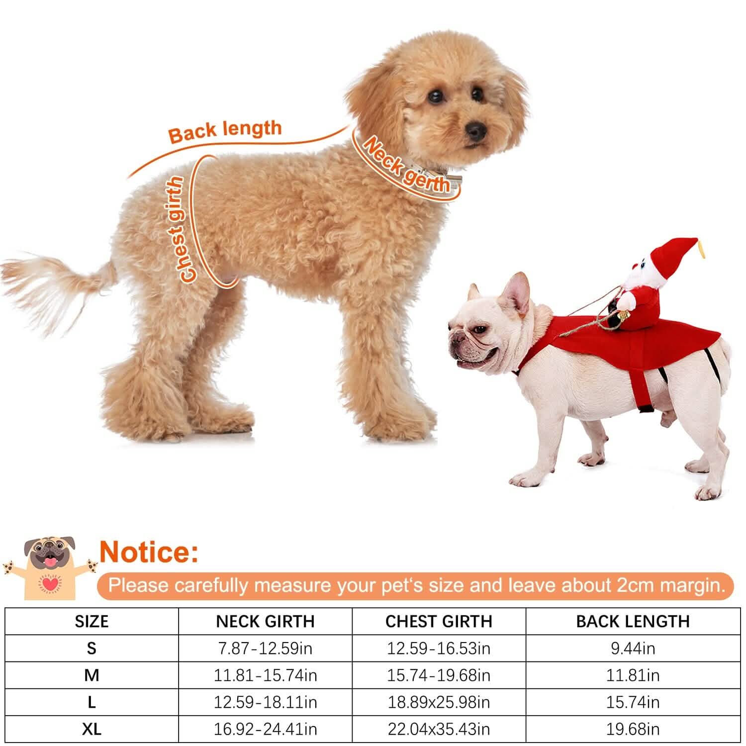 クリスマス衣装 赤い冬用コート 犬用サンタクロースベル付き
