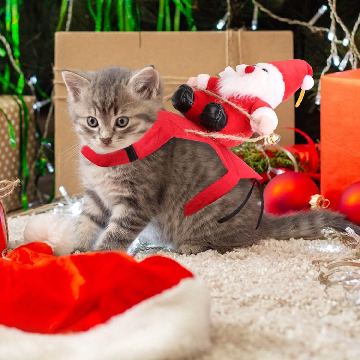 クリスマス衣装 赤い冬用コート 犬用サンタクロースベル付き