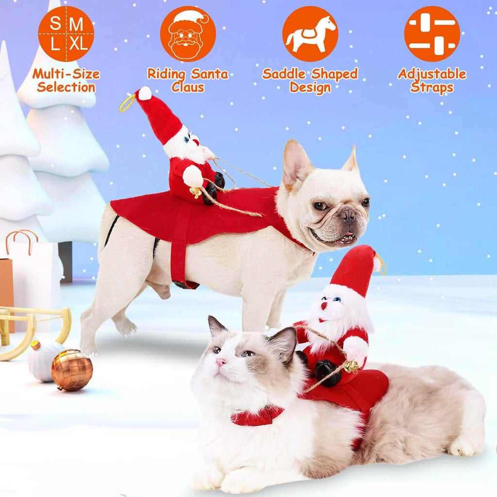 クリスマス衣装 赤い冬用コート 犬用サンタクロースベル付き