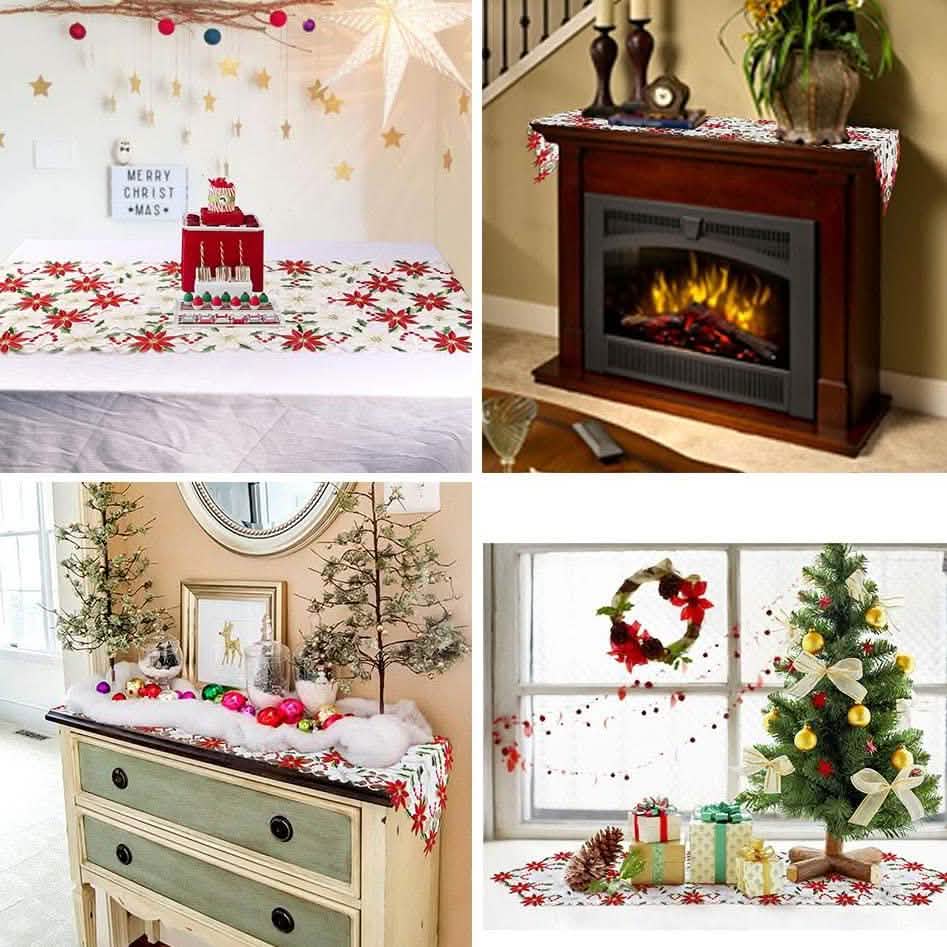 Chemins de table brodés de Noël