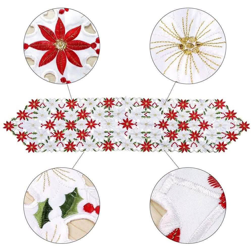 Chemins de table brodés de Noël