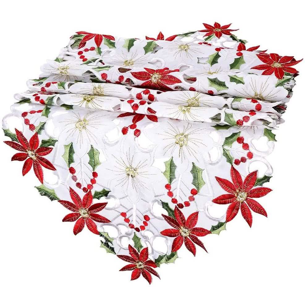 Chemins de table brodés de Noël