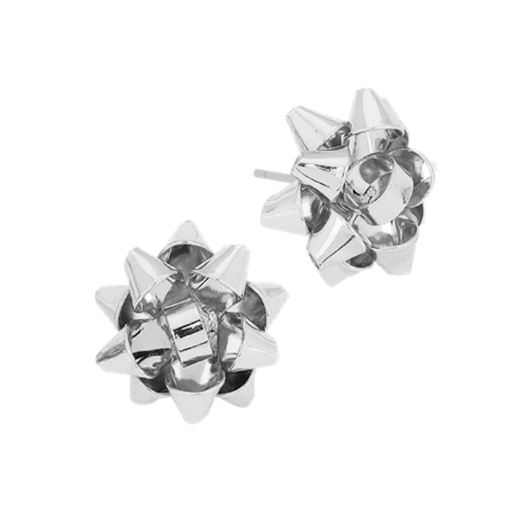 Christmas Gift Bow Charm Present Stud Earrings