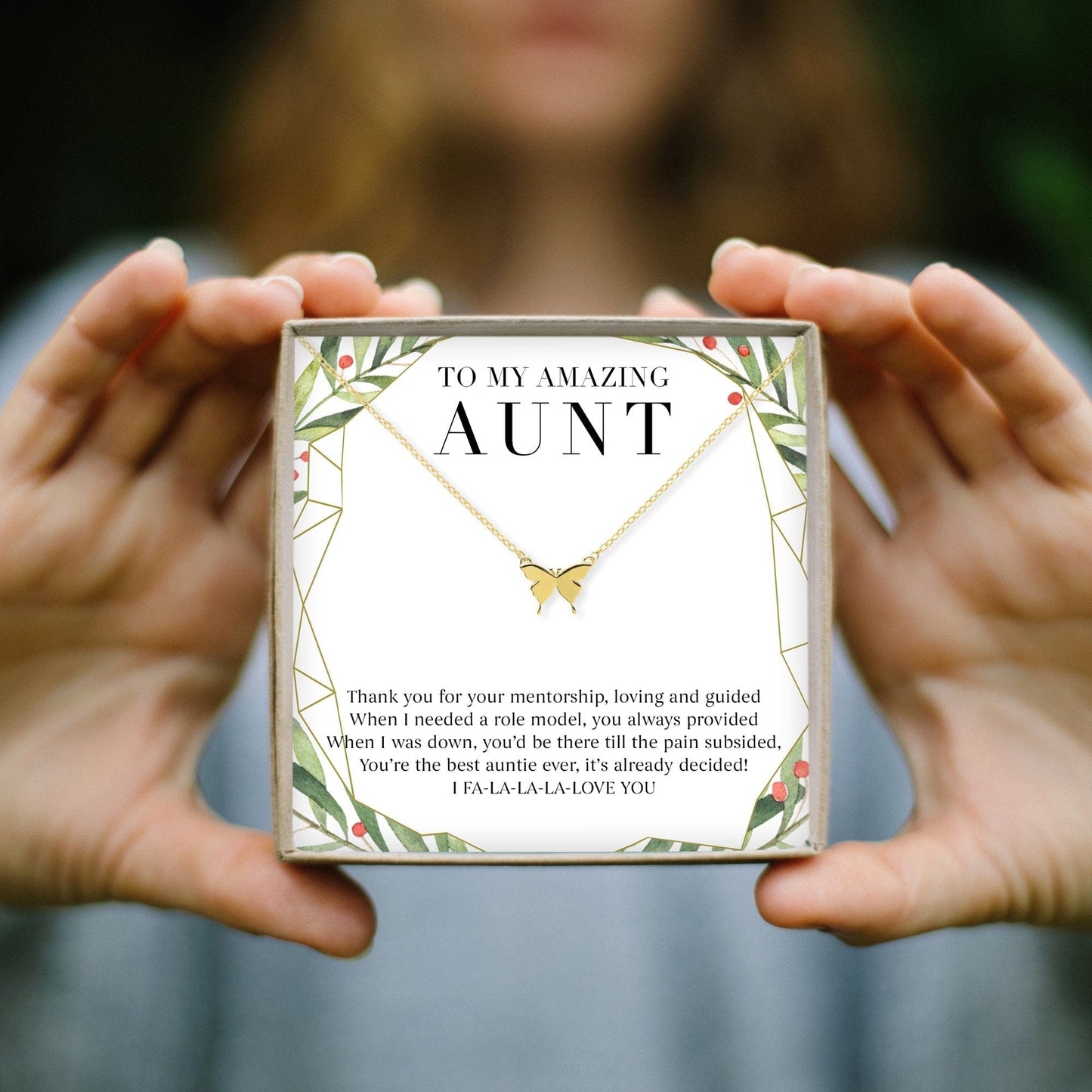 Christmas Gift for Aunt Butterfly Pendant Necklace