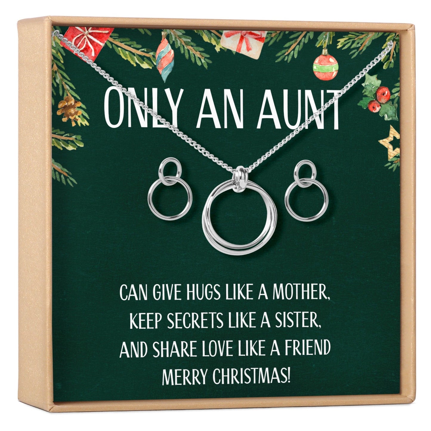 Christmas Gift for Aunt Linked Circles Earring and Necklace Jewelry Set