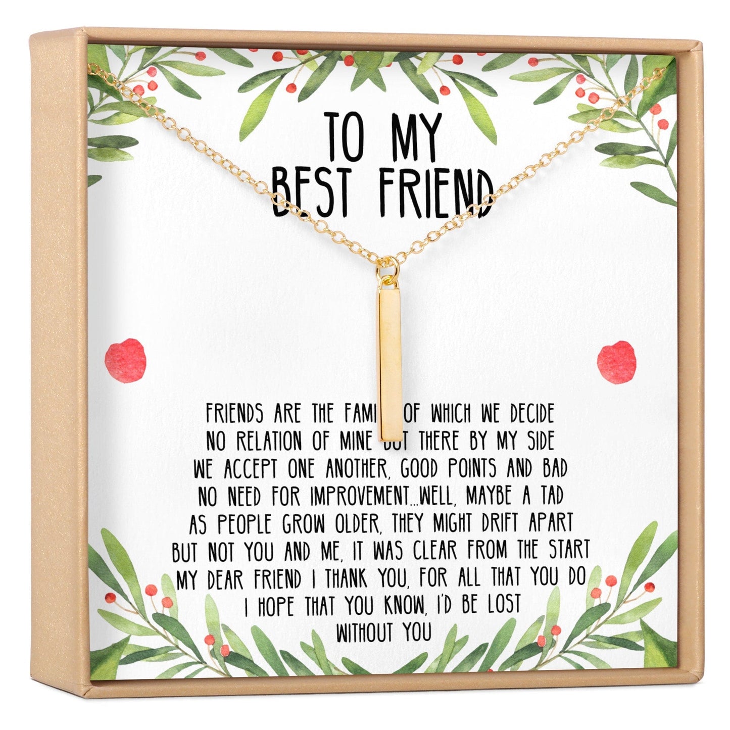 Christmas Gift for Best Friend Vertical Bar  Necklace