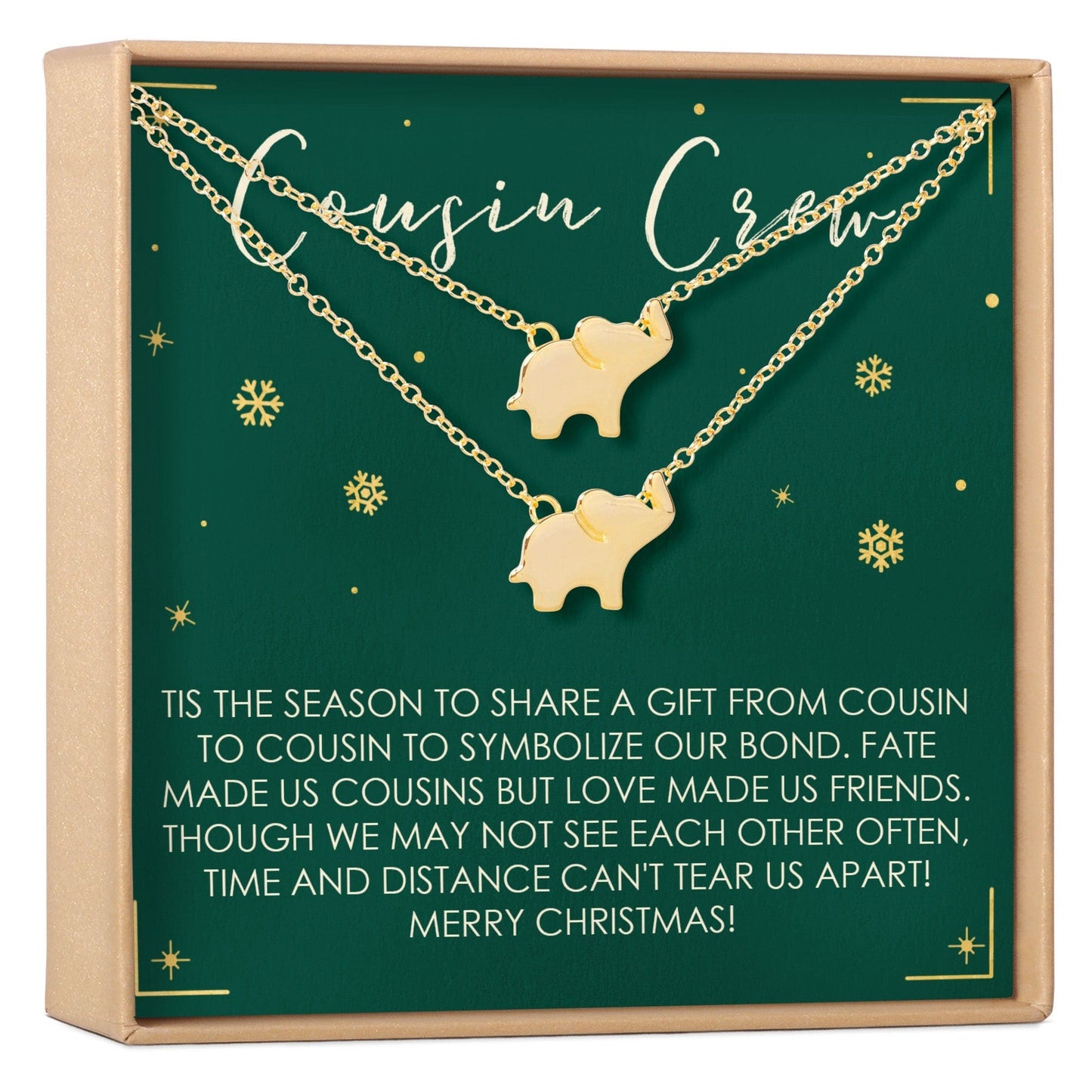 Christmas Gift for Cousin Elephant Necklace Set