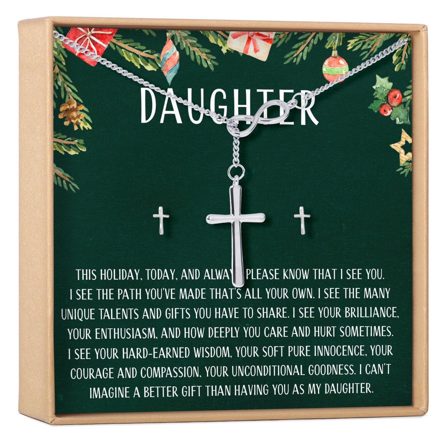 Christmas Gift for Daughter Cross earring and Necklace Set Jewelry Set