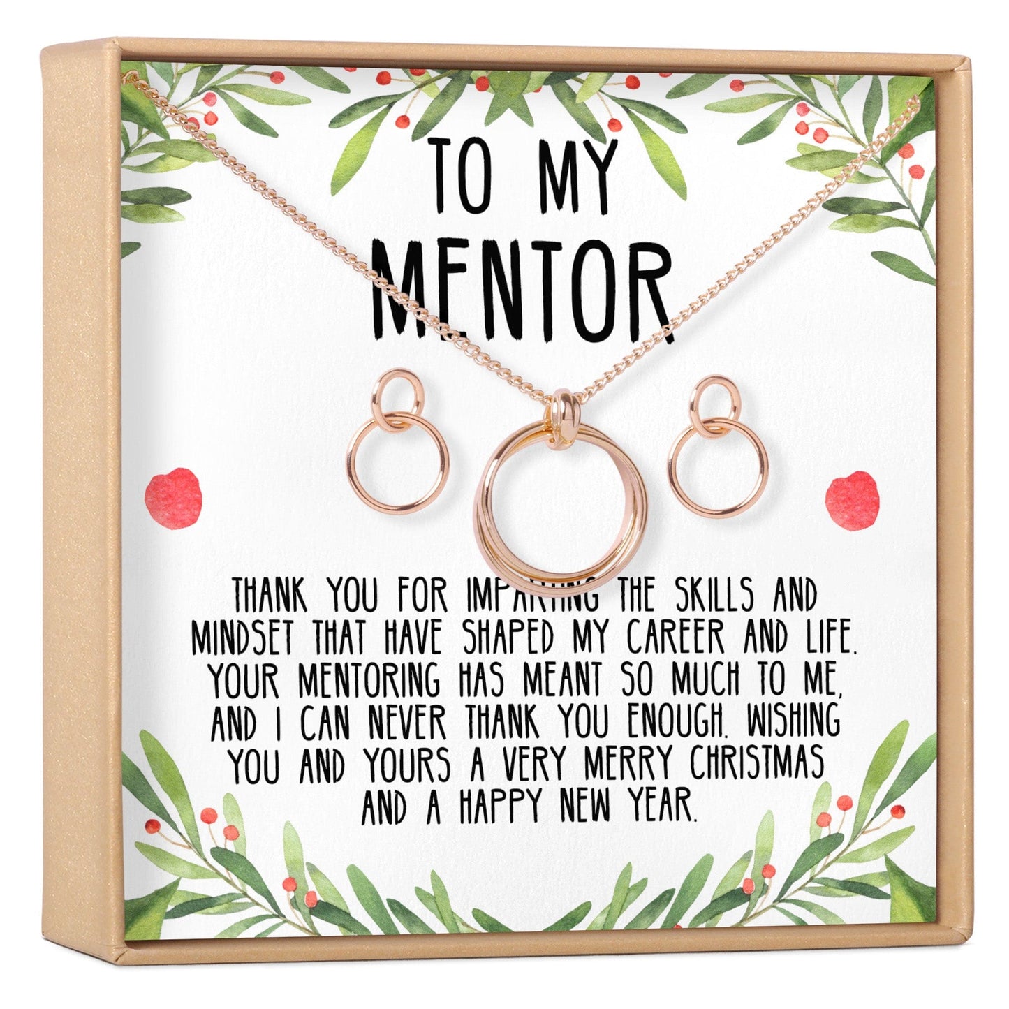 Christmas Gift for Mentor Linked Circles Earring and Necklace Jewelry Set
