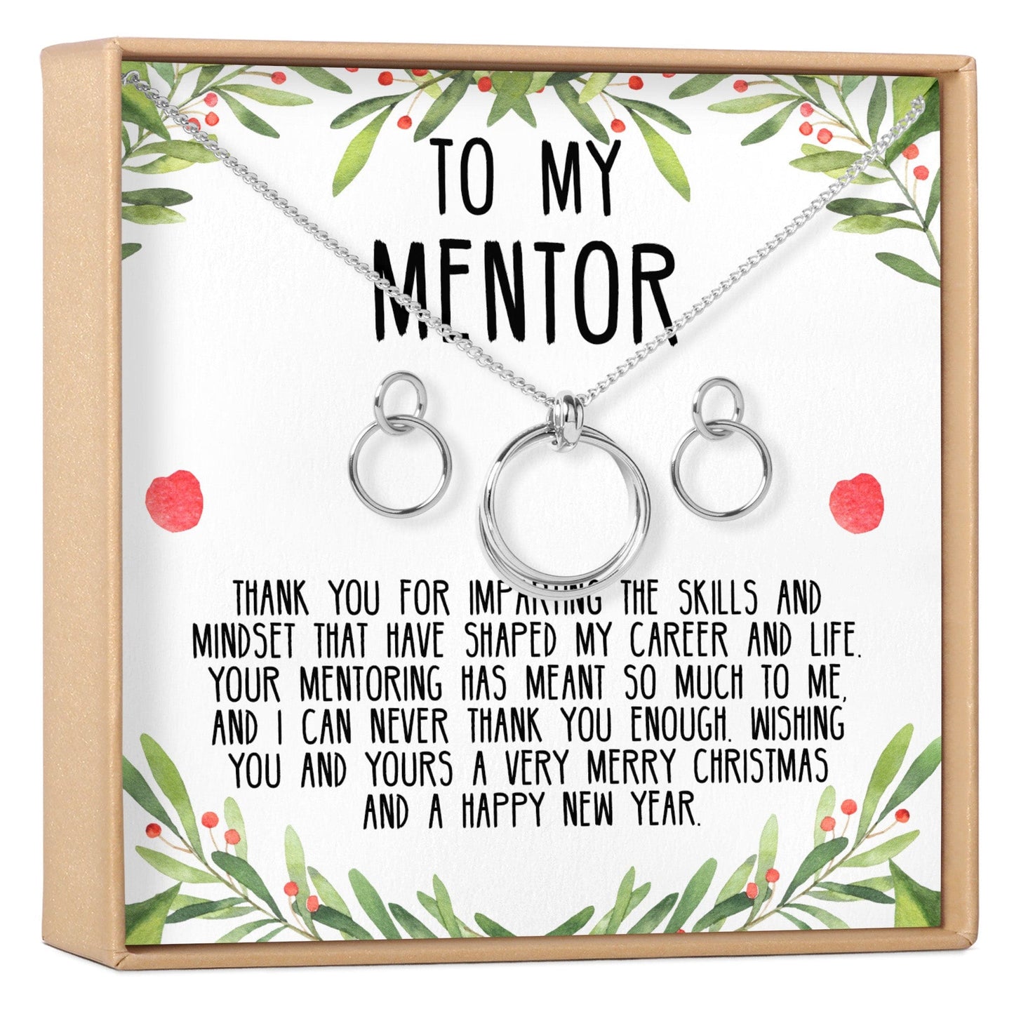 Christmas Gift for Mentor Linked Circles Earring and Necklace Jewelry Set