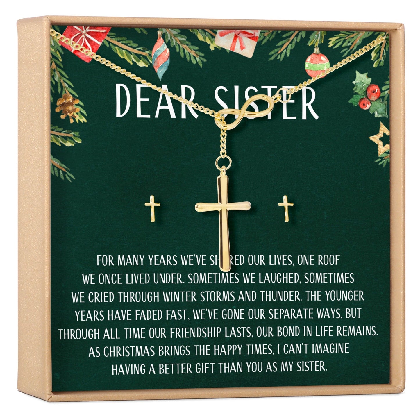 Christmas Gift for Sister Cross earring and Necklace Set Jewelry Set