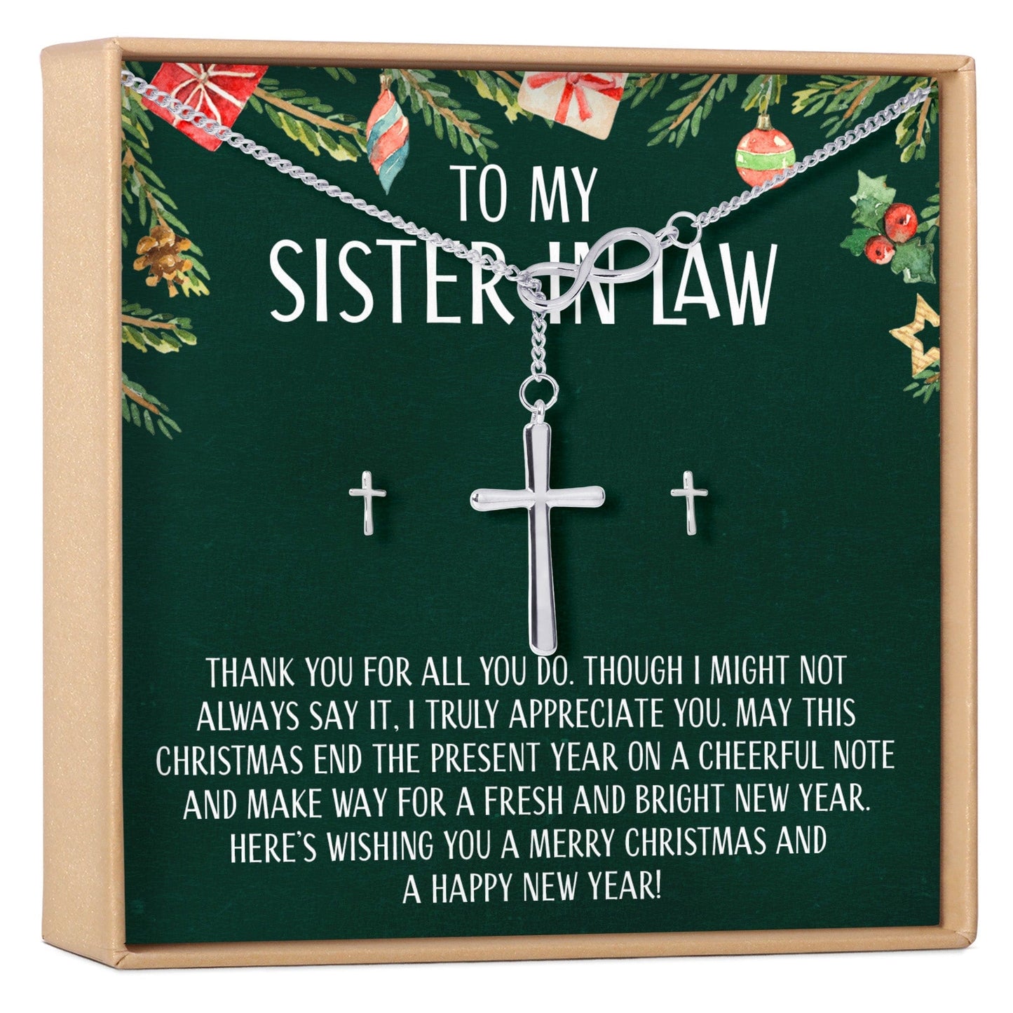 Christmas Gift for Sister-In-Law Cross earring and Necklace Set Jewelry Set