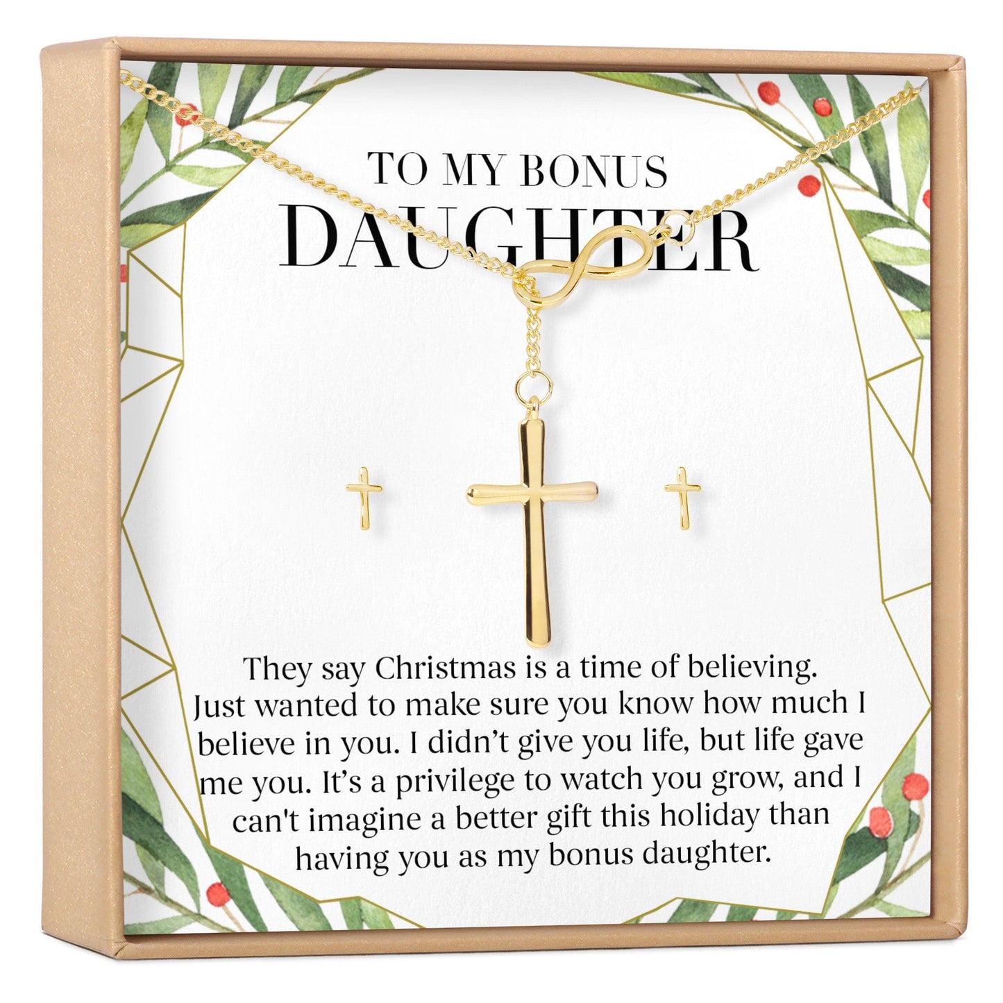 Christmas Gift for Stepdaughter Cross earring and Necklace Set Jewelry Set