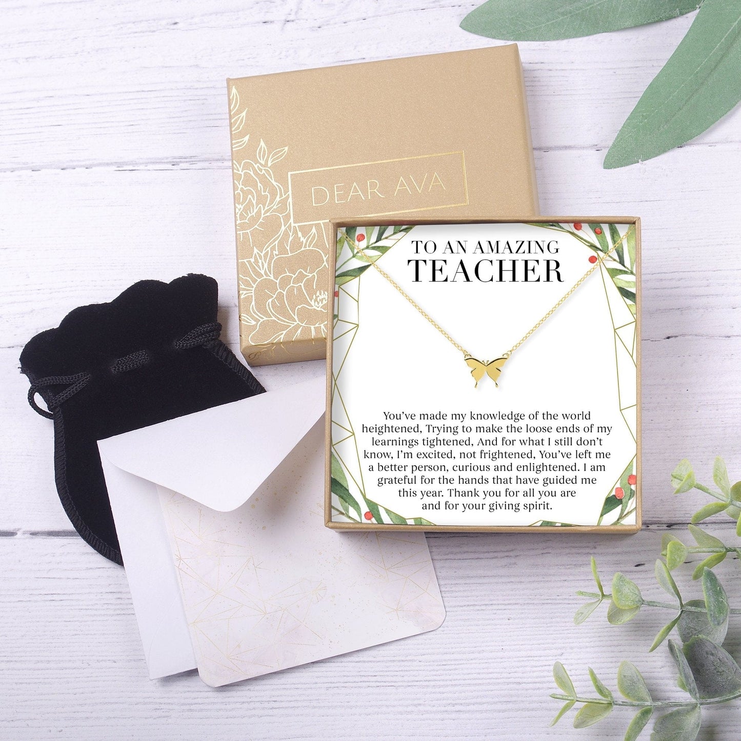Christmas Gift for Teacher Butterfly Pendant Necklace