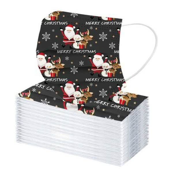 Masque de Noël jetable anti-poussière, respirant, à triple couche de protection