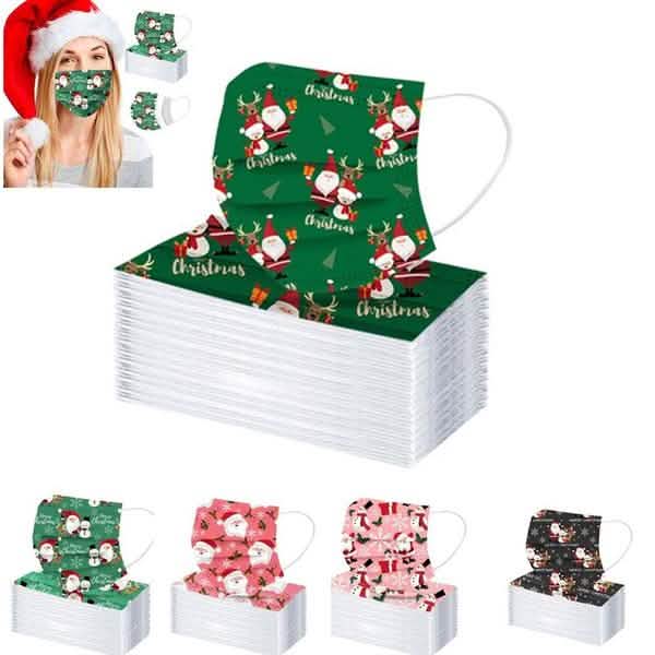 Masque de Noël jetable anti-poussière, respirant, à triple couche de protection