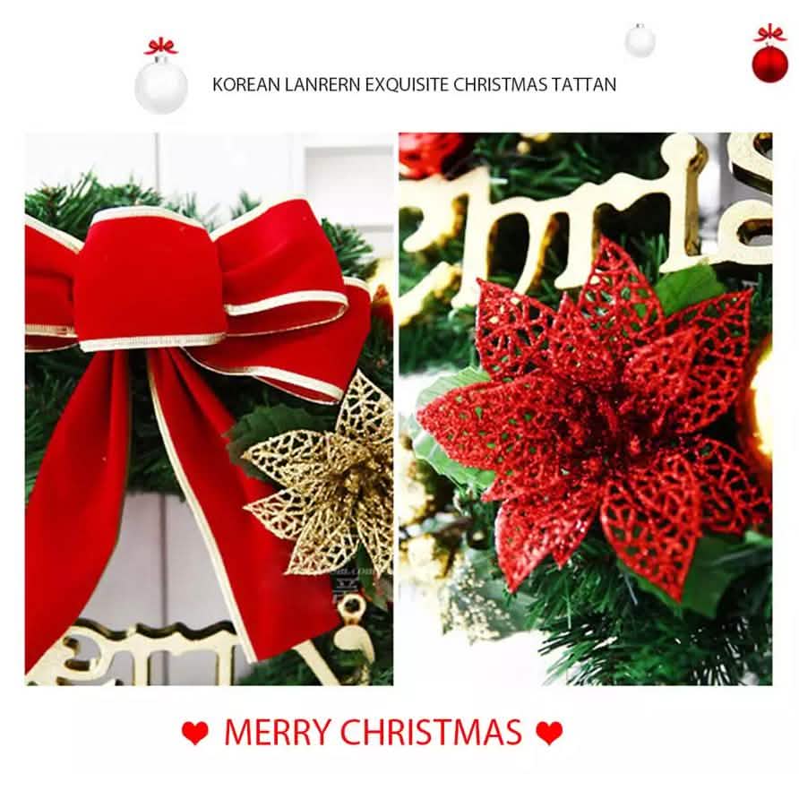 Noël Couronne de Noël Décoration de porte murale Guirlande Nœud Décoration de fête