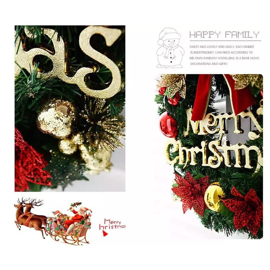 Noël Couronne de Noël Décoration de porte murale Guirlande Nœud Décoration de fête