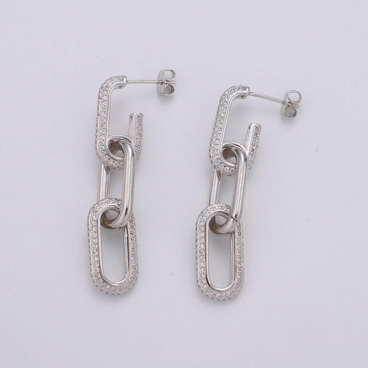 Chunky Chain Link Earrings, Gold Link Earrings, Gold Drop Earrings, Gold Dangle Earrings, 24k Gold Filled Earrings, Micro Pave CZ Earrings K-579 K-580