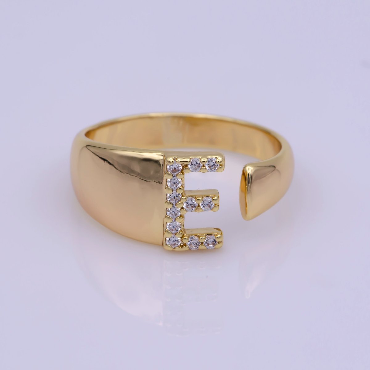 Chunky Cz Initial Gold Ring Alphabet Ring Stacking Ring Adjustable Ring Letter Ring Vintage Gold Rings Initial Ring Thumb Ring Open Ring S-269-S-294
