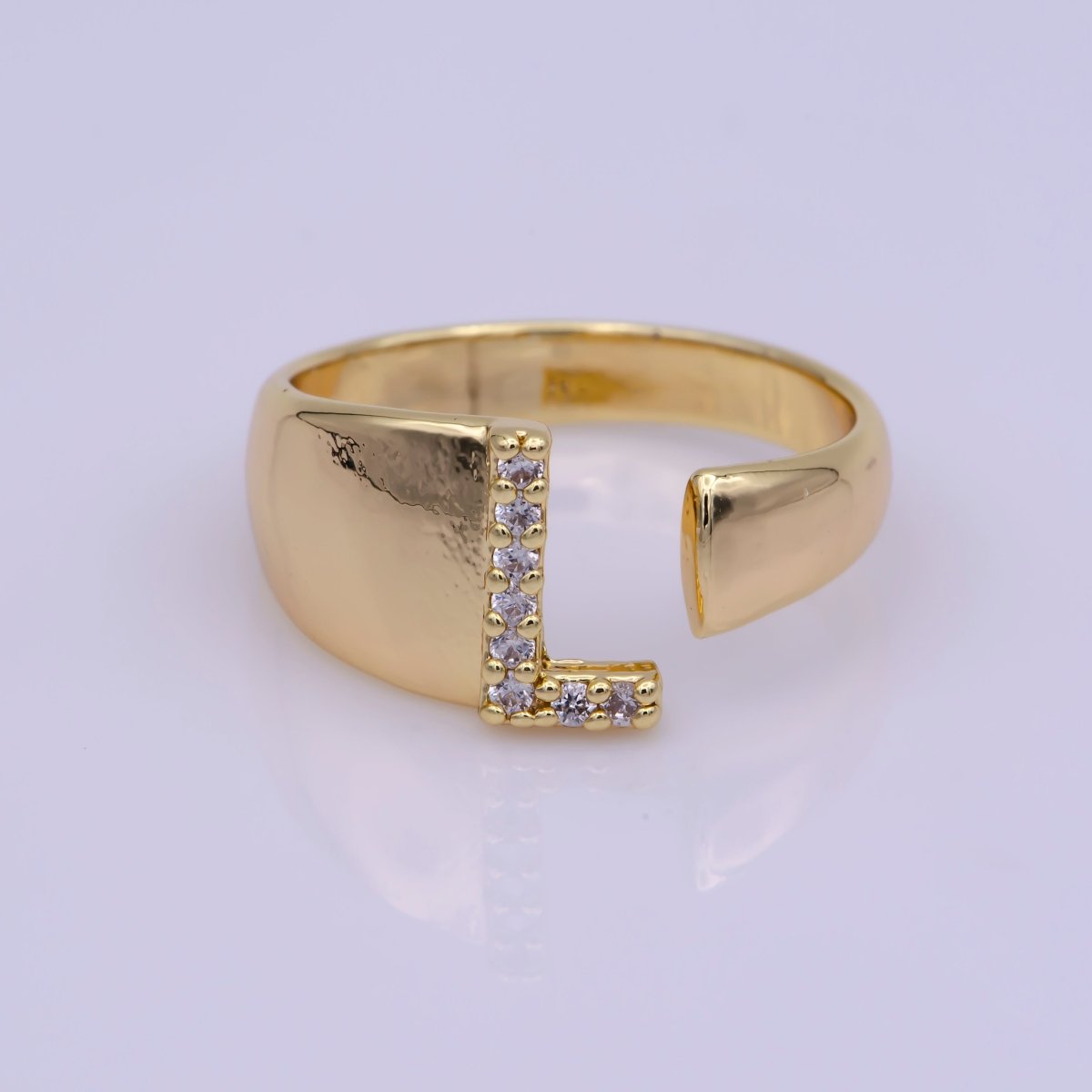 Chunky Cz Initial Gold Ring Alphabet Ring Stacking Ring Adjustable Ring Letter Ring Vintage Gold Rings Initial Ring Thumb Ring Open Ring S-269-S-294