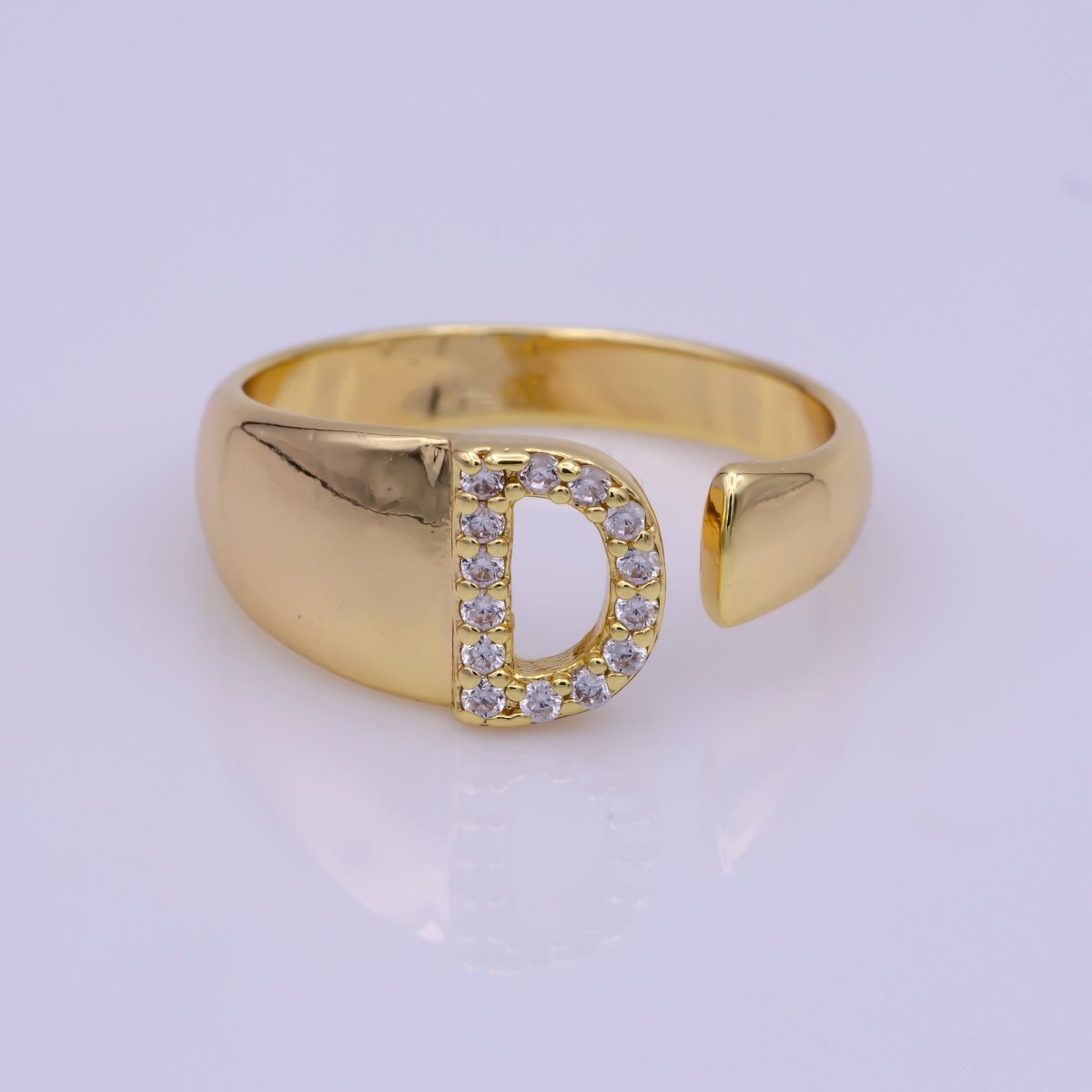 Chunky Cz Initial Gold Ring Alphabet Ring Stacking Ring Adjustable Ring Letter Ring Vintage Gold Rings Initial Ring Thumb Ring Open Ring S-269-S-294