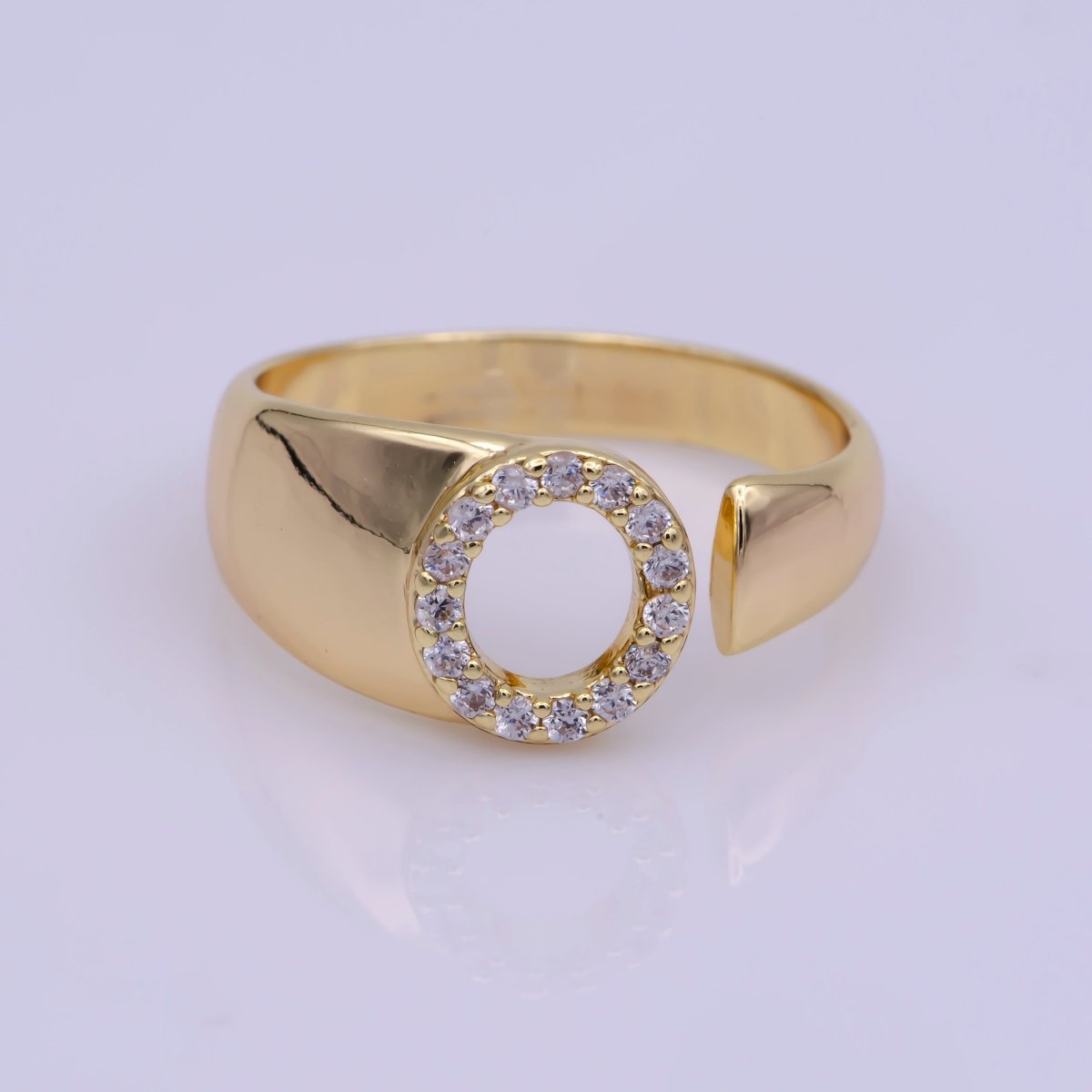 Chunky Cz Initial Gold Ring Alphabet Ring Stacking Ring Adjustable Ring Letter Ring Vintage Gold Rings Initial Ring Thumb Ring Open Ring S-269-S-294