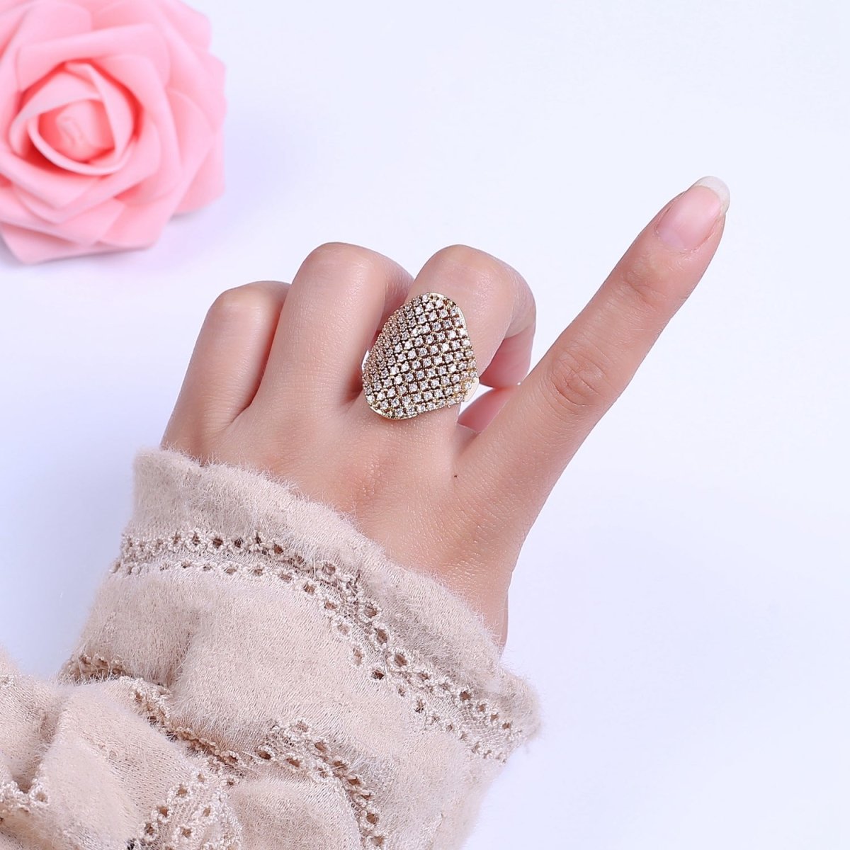 Chunky Gold CZ Rings for Statement Jewelry S-482 S-483