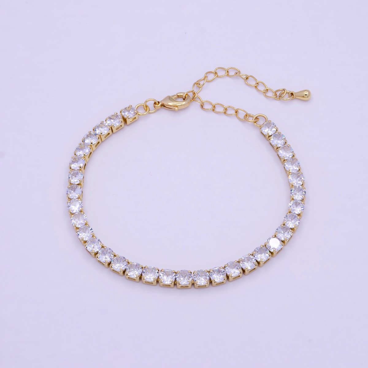 Classic Gold Tennis Bracelet, Cubic Zirconia Dainty Diamond Bracelet for Minimalist Jewelry | WA-789 Clearance Pricing