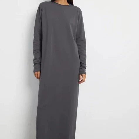 Classic Pullover Maxi Dress | Round Neck Long Sleeve Solid Color Dress(MA317)
