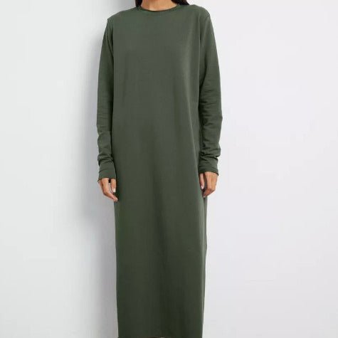 Classic Pullover Maxi Dress | Round Neck Long Sleeve Solid Color Dress(MA317)