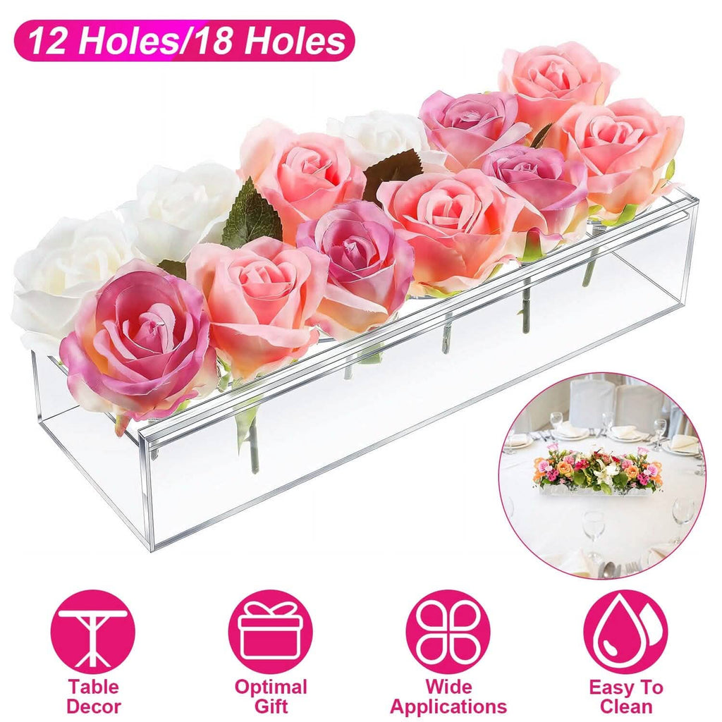 Vase à Fleurs en Acrylique Transparent pour Décoration de Table Support Floral Moderne
