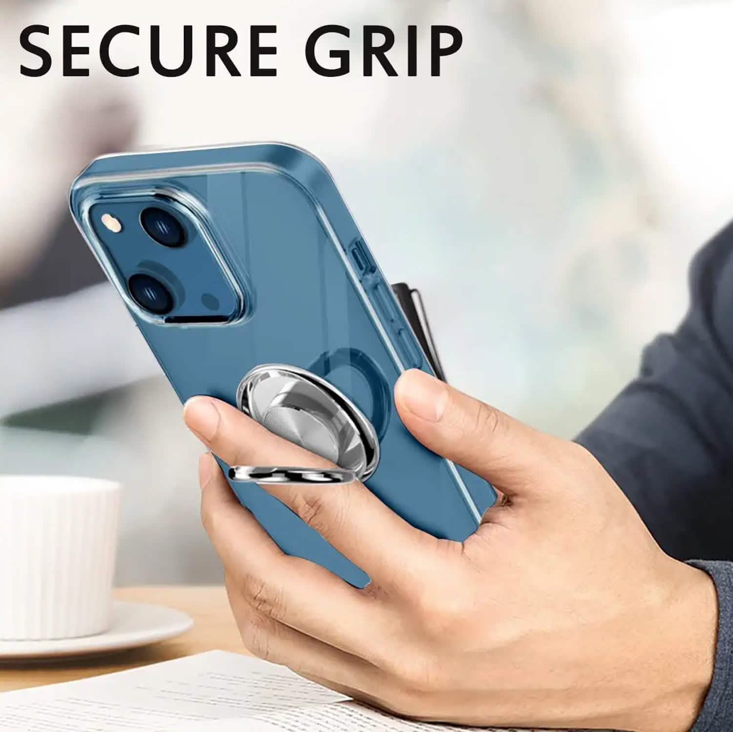 Clear Phone Case iPhone 14 Transparent Anti-Scratch with Ring Kickstand
