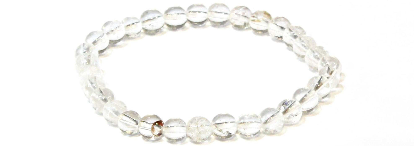 Clear Quartz Round Bead Bracelet - Amplifies Intent