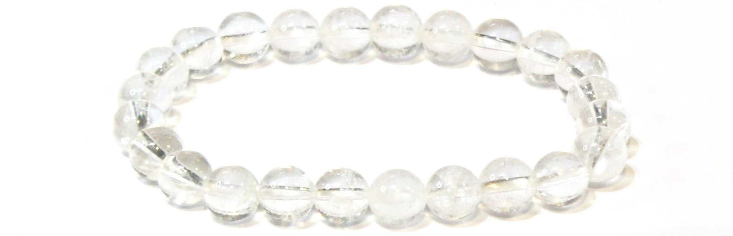 Clear Quartz Round Bead Bracelet - Amplifies Intent