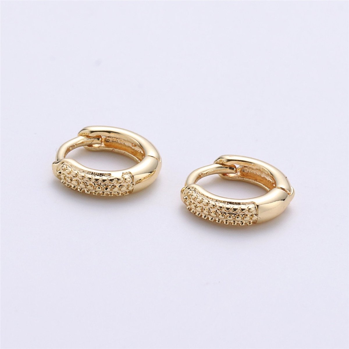 14K Gold Filled 11.5mm, 10mm Textured Minimalist Cartilage Huggie in Gold & Silver | K253 V488