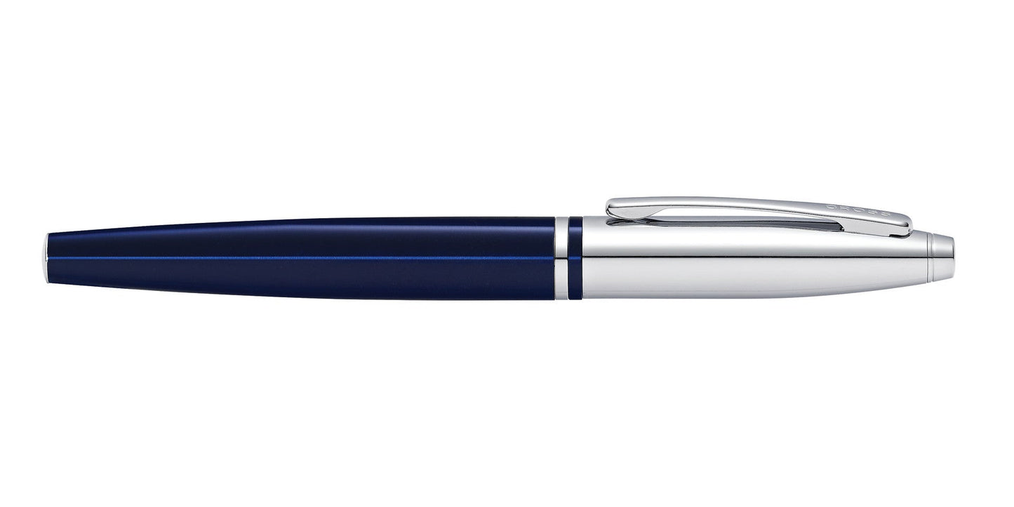 Calais™ Chrome & Blue Lacquer Stainless Steel Medium Nib Fountain Pen