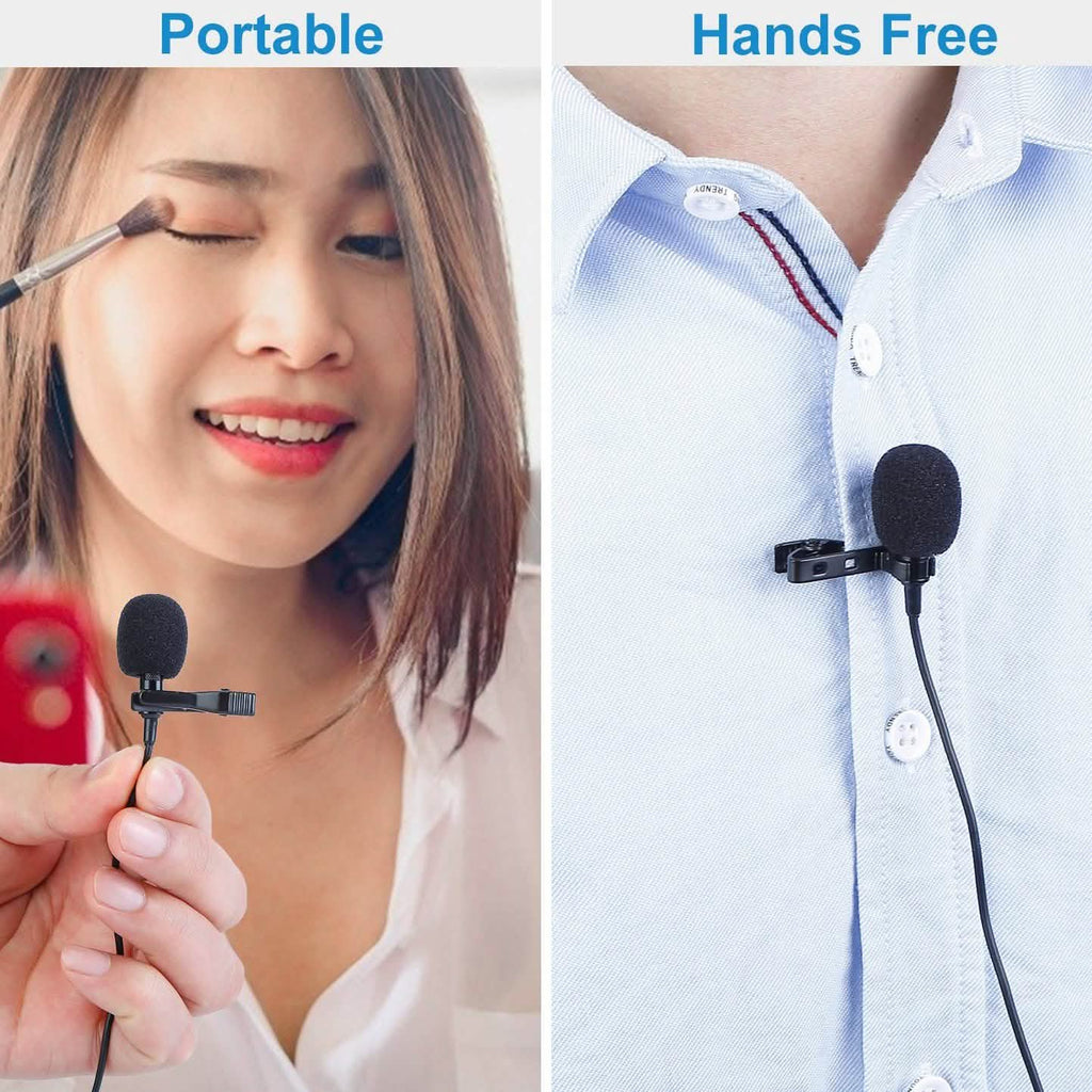 Clip On Microphone Hands Free Lavalier Lapel Mic