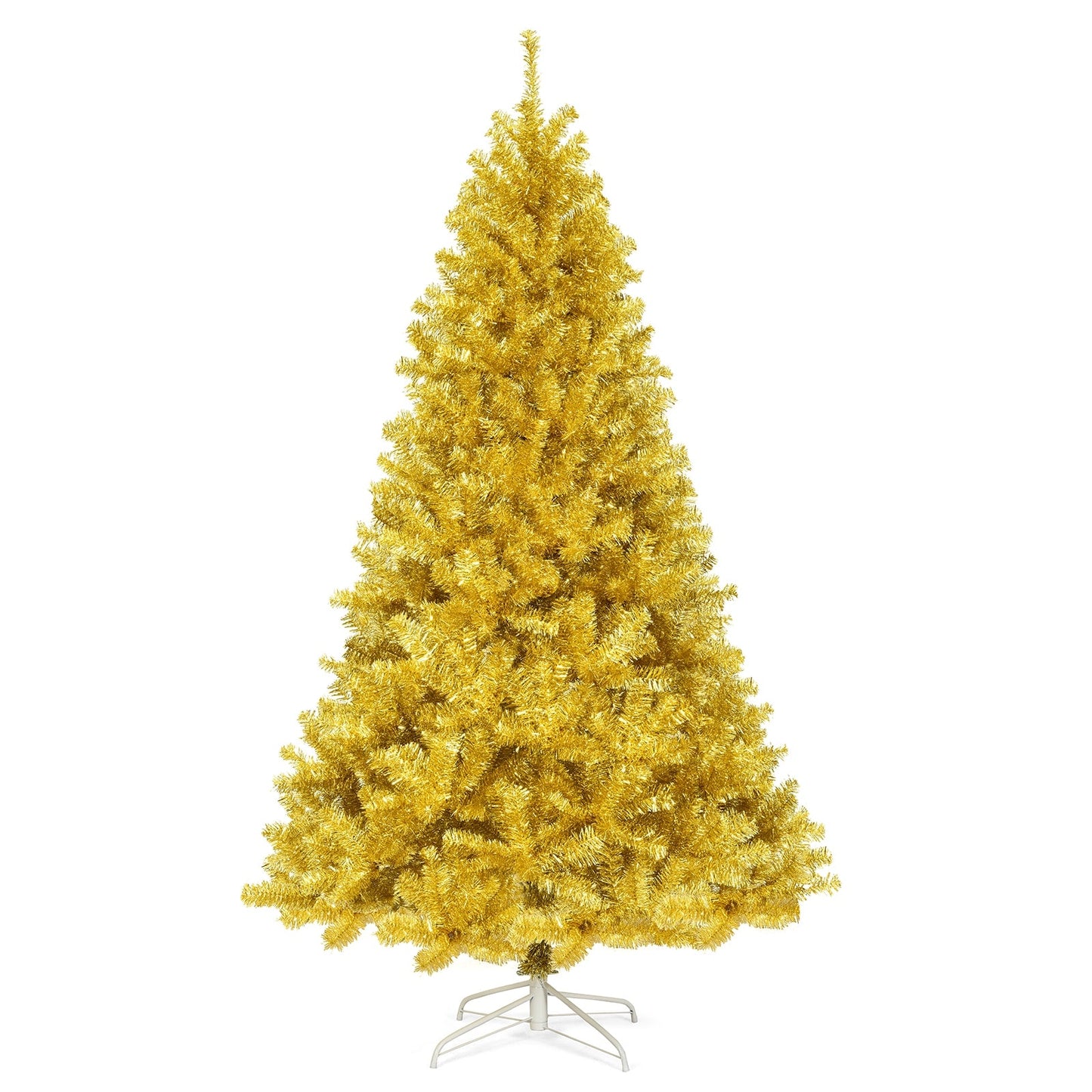 6/7.5 Feet Artificial Tinsel Christmas Tree Hinged with Foldable Stand