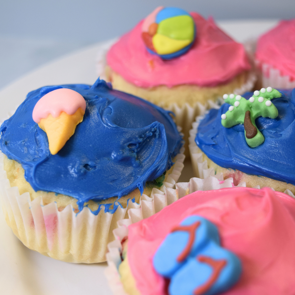 Beach - Edible Cake and Cupcake Topper Sugars, 15 Count Set, Ice Cream, Palm Trees, Sandals, Beach Ball