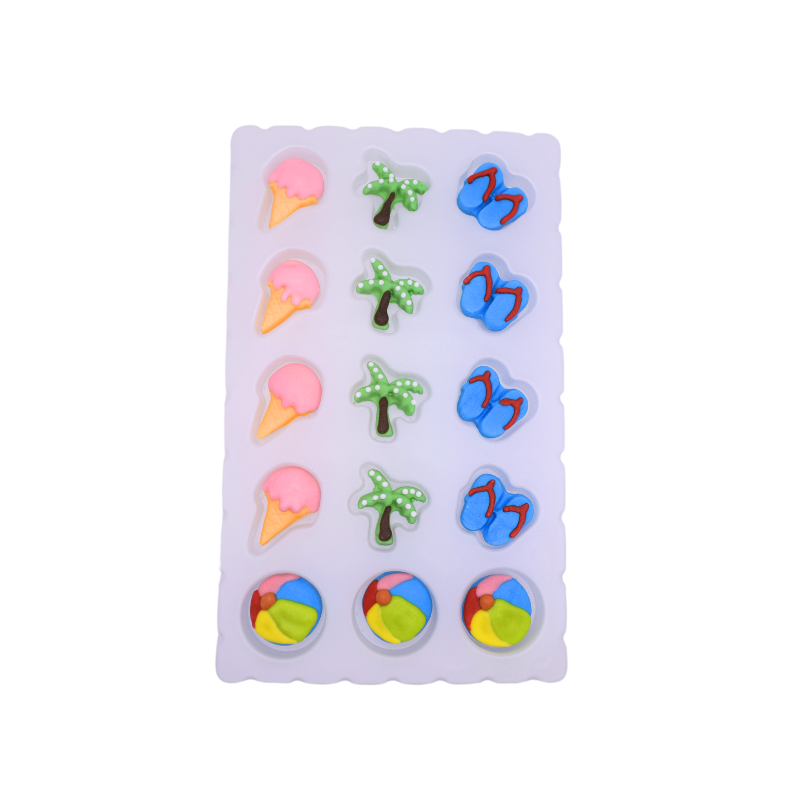 Beach - Edible Cake and Cupcake Topper Sugars, 15 Count Set, Ice Cream, Palm Trees, Sandals, Beach Ball