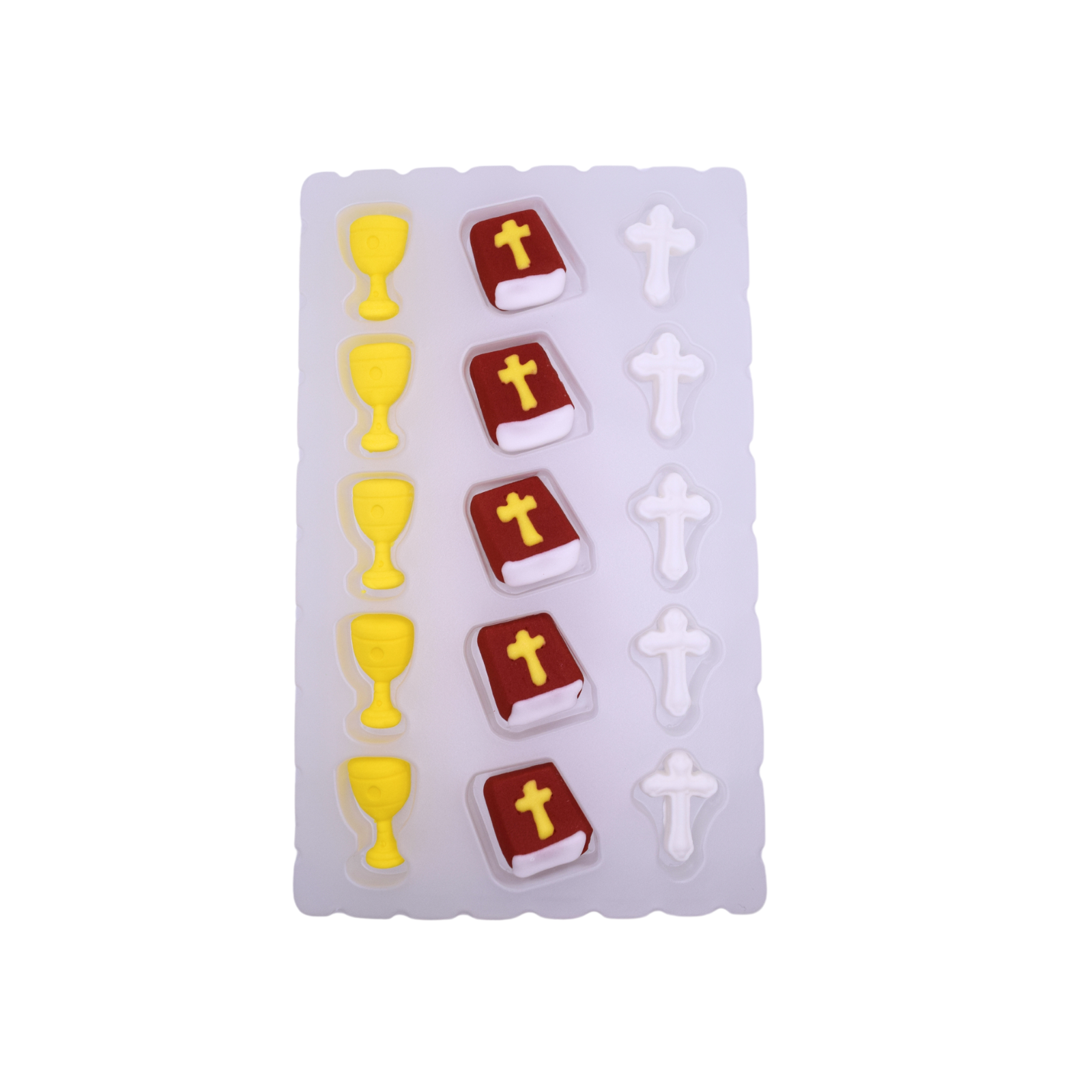 Religieux, Chrétien - Décorations comestibles pour gâteaux et cupcakes - 15 unités calice, bible et croix