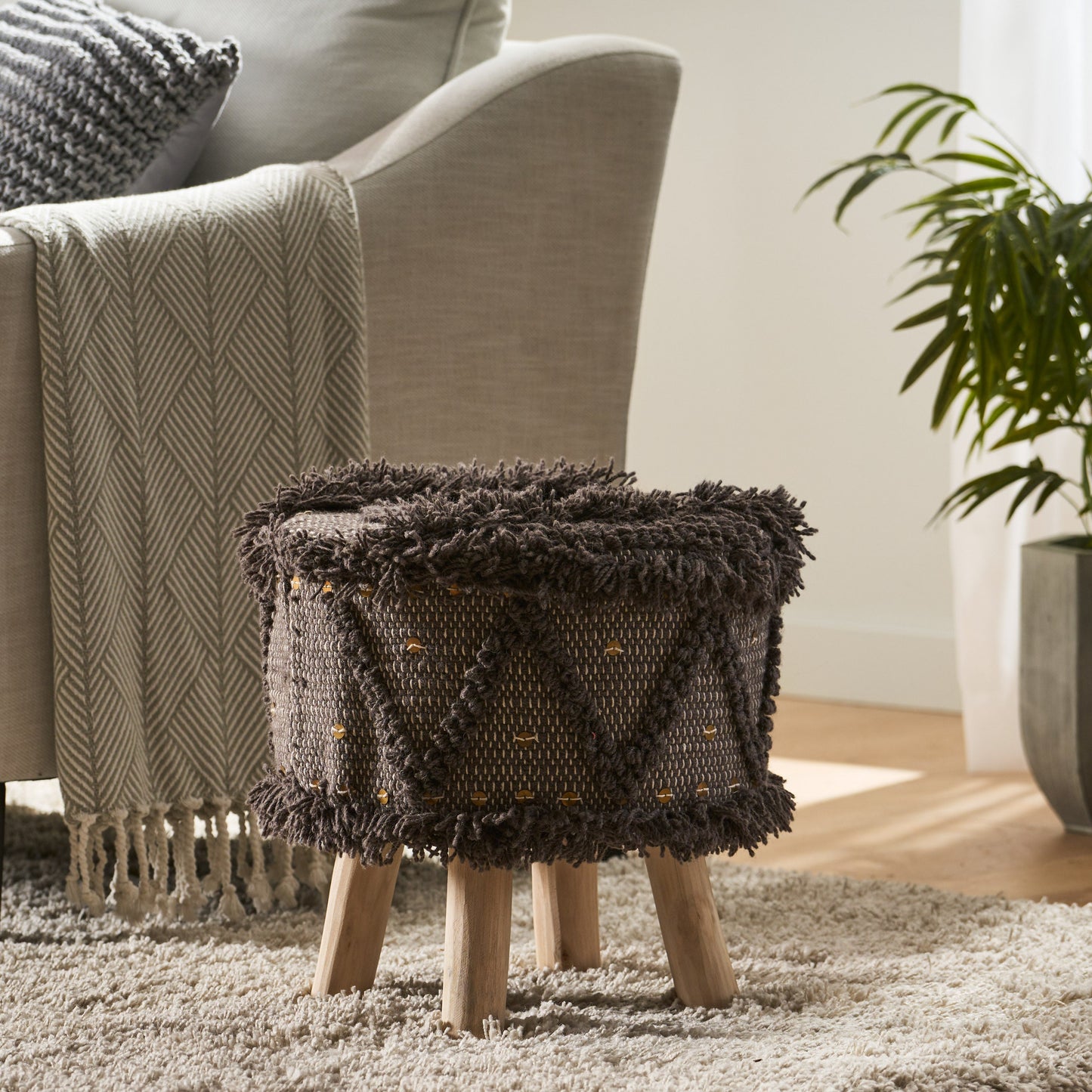 Roja Handcrafted Wool & Cotton Stool