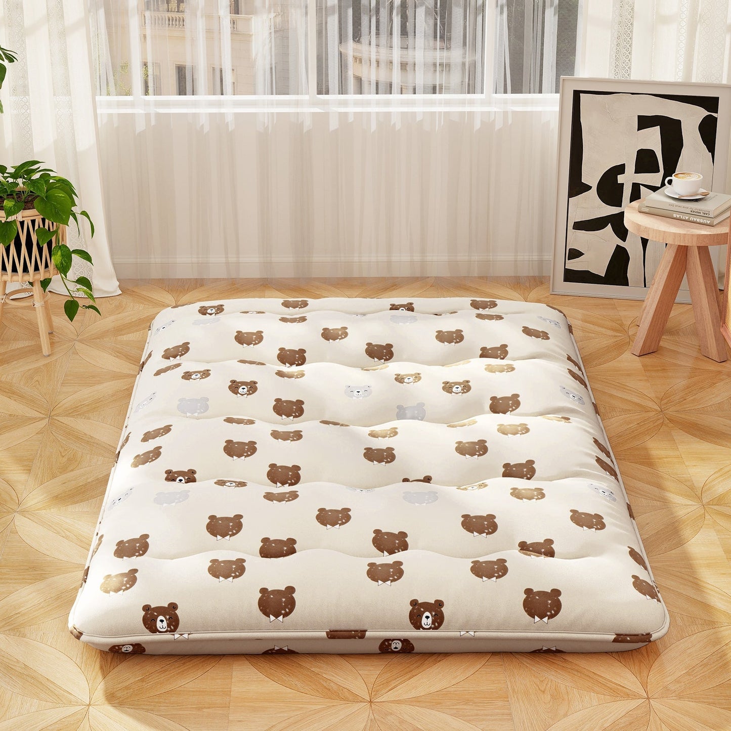 Foldable Futon Mattress with Washable Cover and Carry Bag for Camping