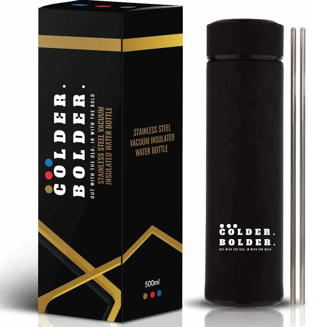 Bouteille d'eau réutilisable en acier inoxydable Colder Bolder à double paroi et isolation sous vide