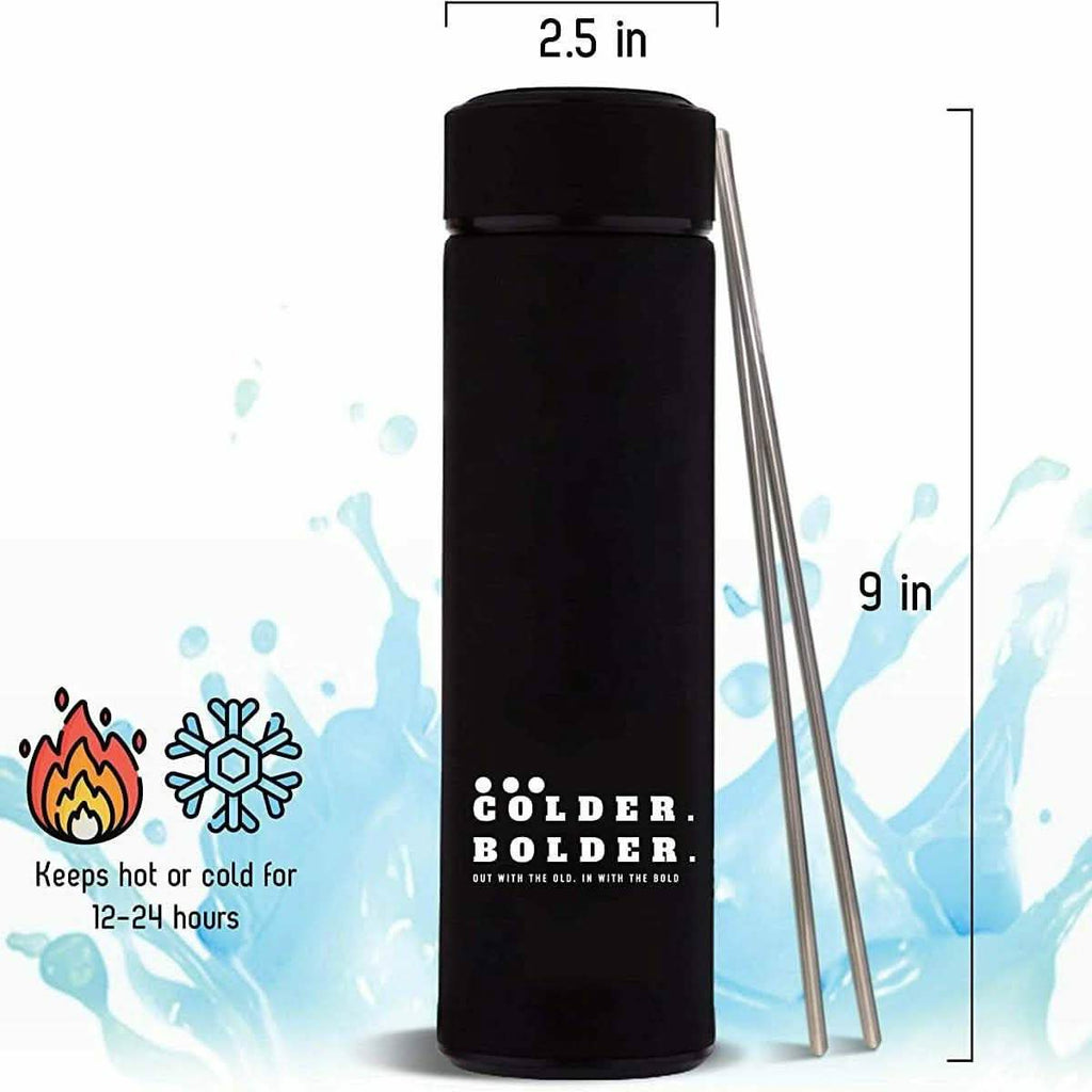 Bouteille d'eau réutilisable en acier inoxydable Colder Bolder à double paroi et isolation sous vide