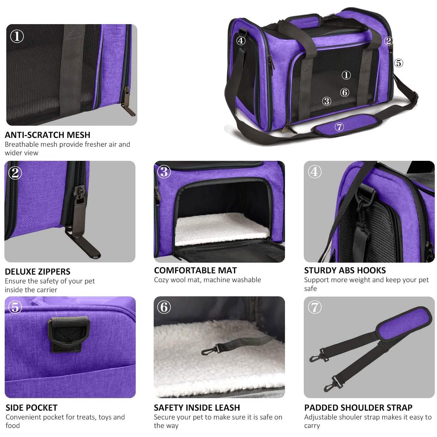 Sac de transport pliable pour chat et chien