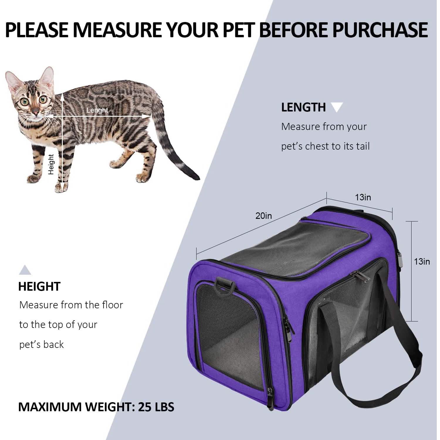 Sac de transport pliable pour chat et chien